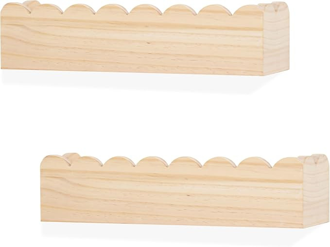 PHOENANCEE Scalloped Shelves,Nursery Bookshelf,Kids Floating Book Shelves Wood,Baby Toys Storage ... | Amazon (US)