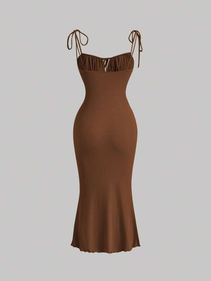 SHEIN MOD Tie Front Ruched Bust Cami Dress | SHEIN