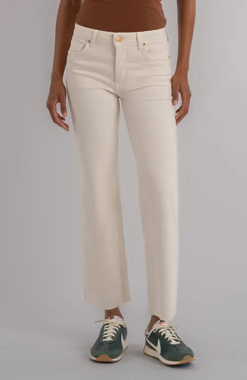 KUT from the Kloth Kelsey Raw Hem Kick Flare Jeans in Ecru at Nordstrom, Size 0 | Nordstrom