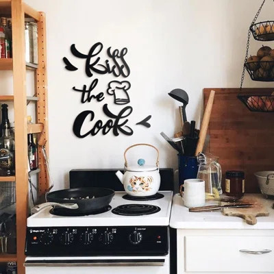 Kiss The Cook Metal Wall Decor - Funny Kitchen Decor, 6-Piece Set for Dining Room or Bar | Wayfair North America