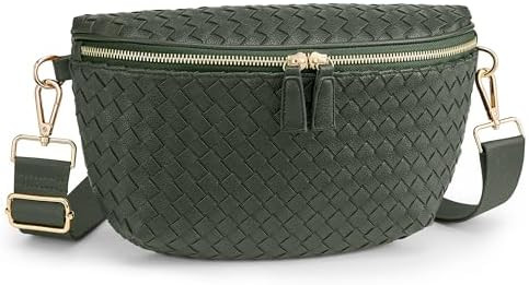 KALIDI Woven Crossbody Bag for Women Travel Vegan Leather Belt Bum Bag | Amazon (US)