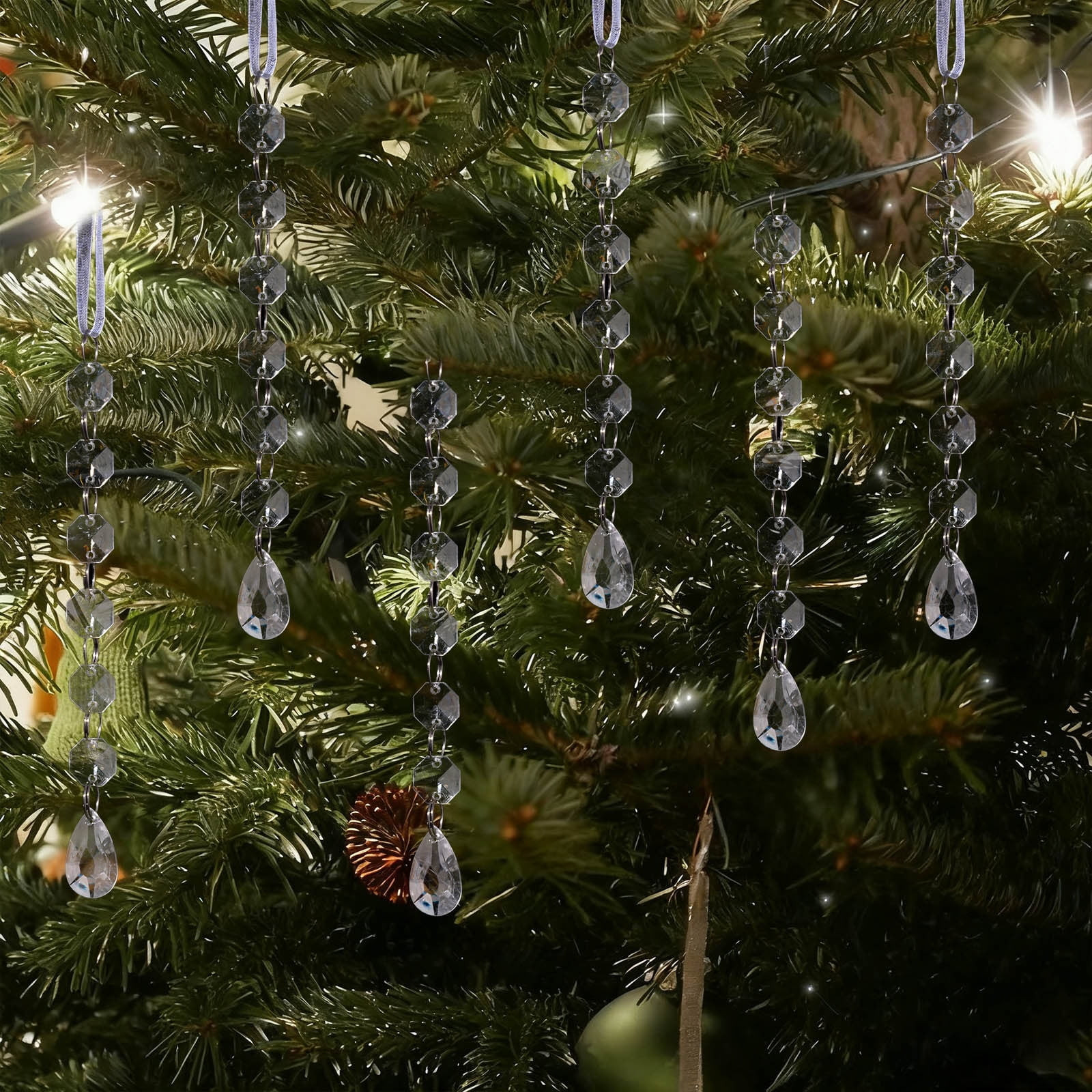 Christmas Decorations, Snowflake Ornaments, 6pcs Acrylic Crystal Snowflake Hanging Icicle Water D... | Walmart (US)