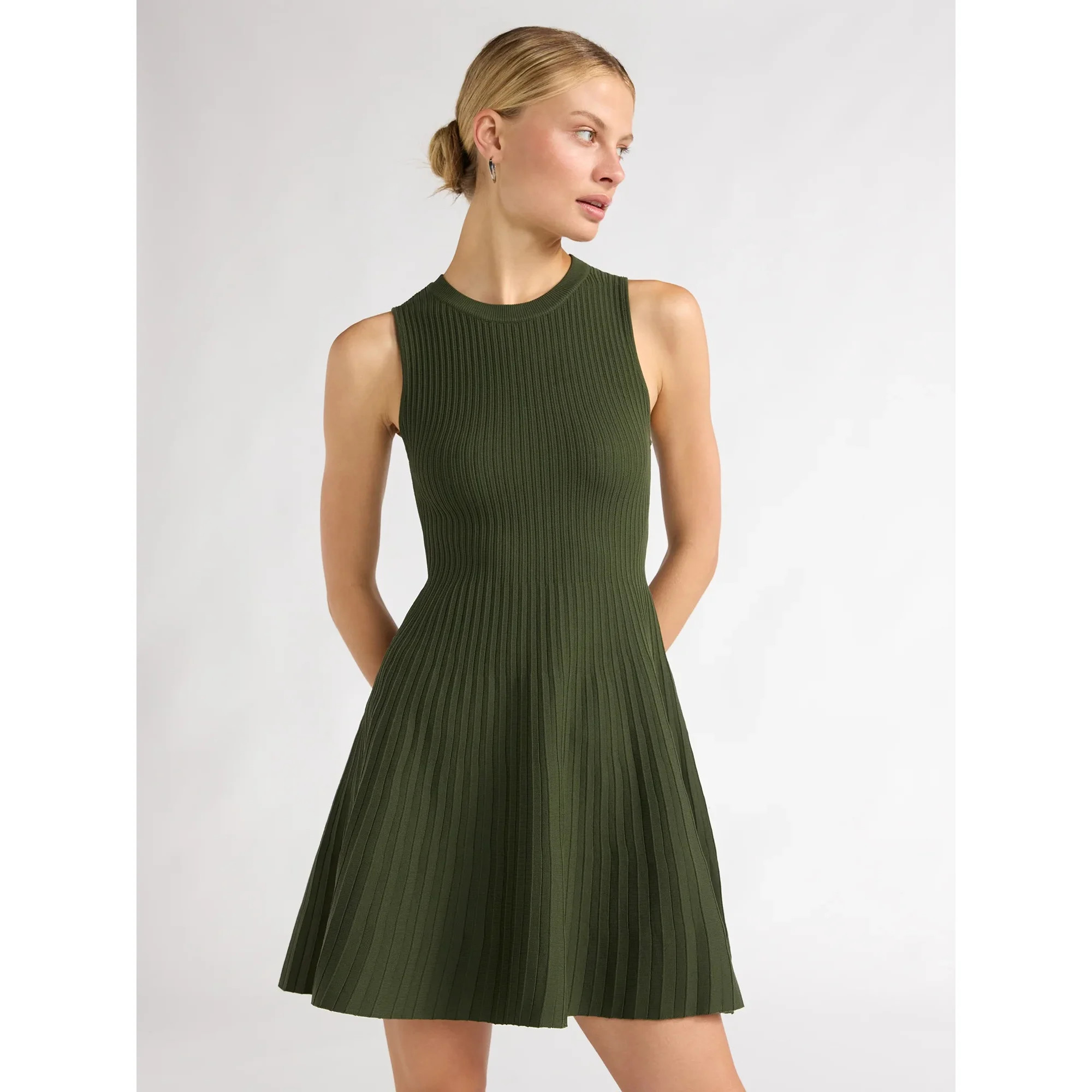 Scoop Women's Sleeveless High Neck Solid Mini Sweater Dress, Sizes XS-XXL | Walmart (US)