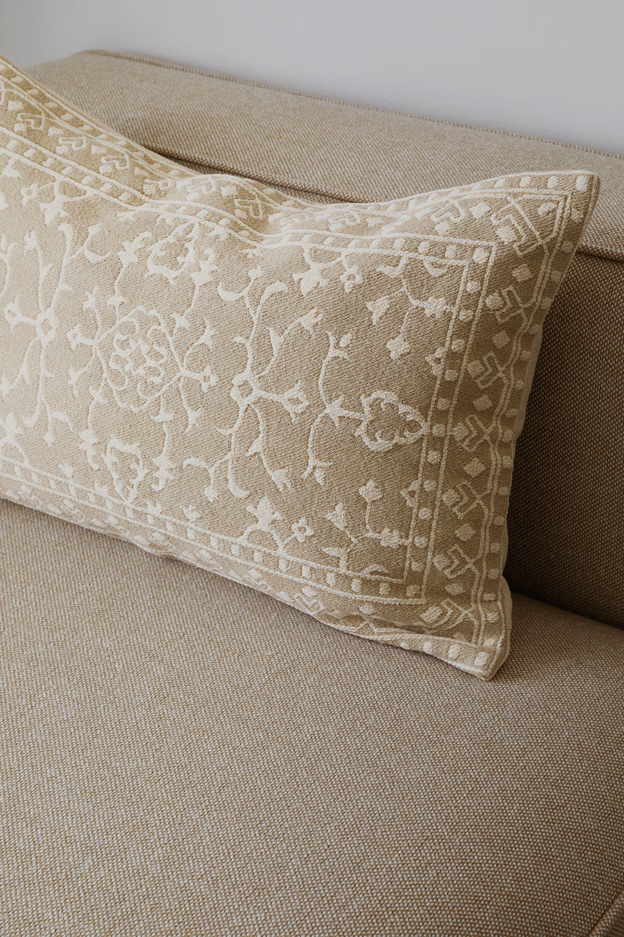 Patterned Cotton Canvas Cushion Cover - Beige/patterned - Home All | H&M US | H&M (US + CA)