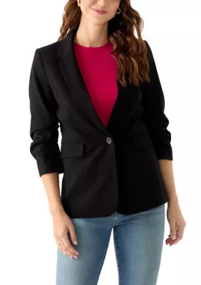 DKNY Women's Ruched Sleeve Blazer, Black, 12 | Belk