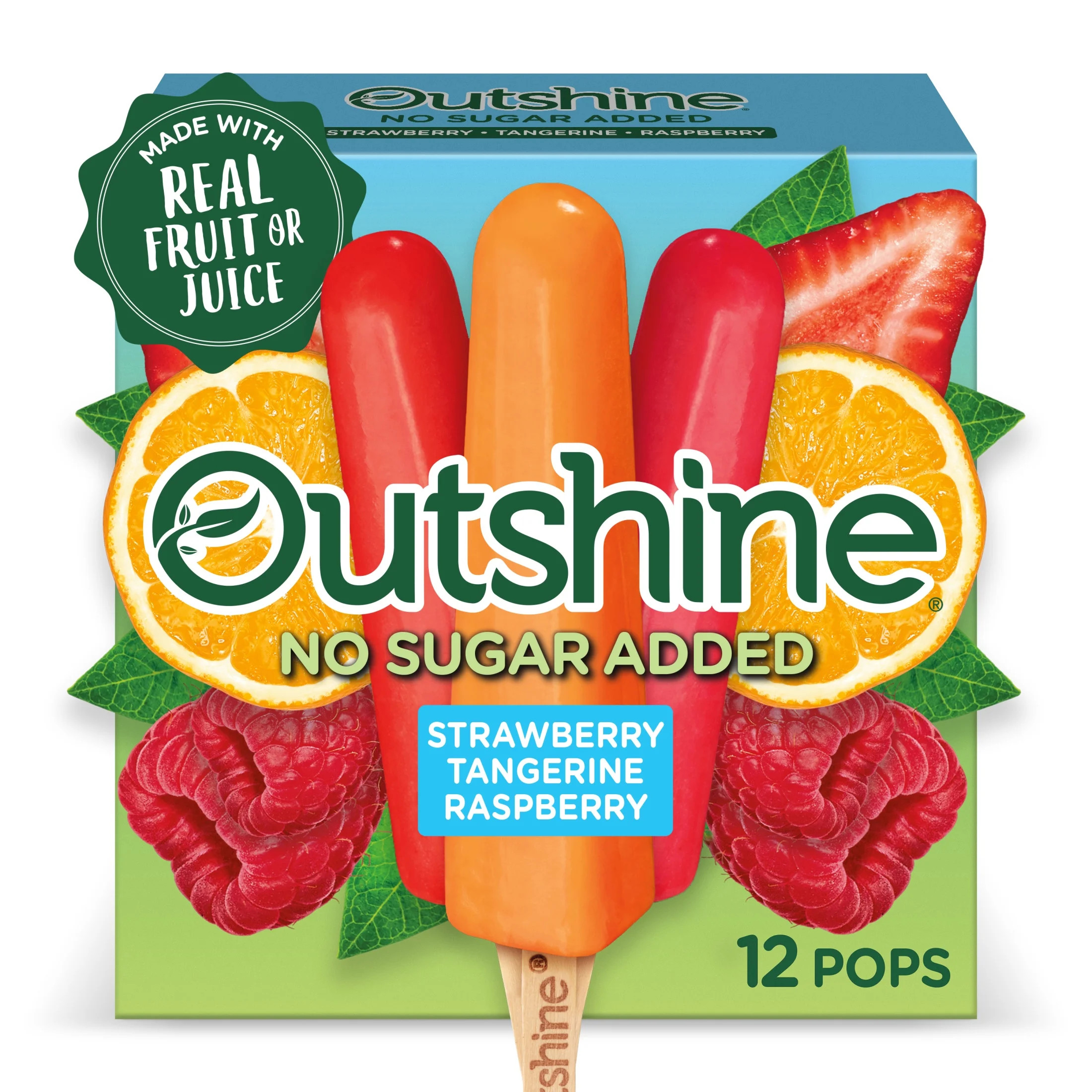 Outshine No Sugar Added Strawberry, Tangerine, and Raspberry Frozen Mini Fruit Pops, Variety Pack... | Walmart (US)