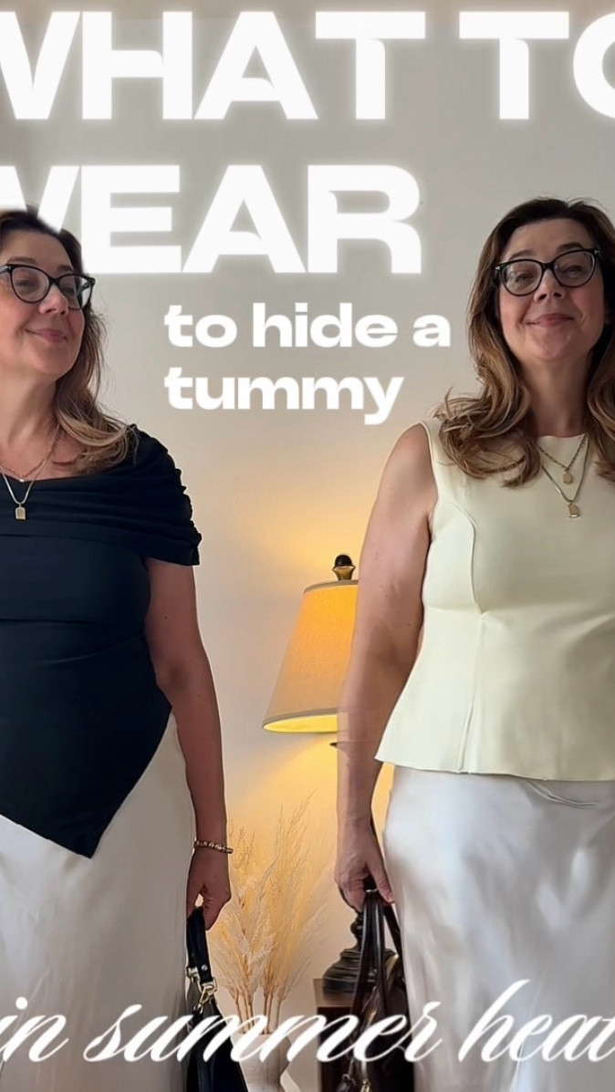 How to wear a popular hip hugging satin skirt if you have a large tummy in Summer heat? Wear it with sleeveless or short-sleeved peplum tops, vests or wrap tops- any top that visually highlights your waist but doesn’t emphasize your stomach and doesn’t need to be tucked in. The peplum tops and vests open at the bottom visually create hourglass ⌛️ shape and light enough to wear in Summer heat.
Comment if you like this tip and if you will try it!⬇️
Follow for more easy and fun tips and ideas on style and beauty for women over 40.


#LTKsummer #LTKover50style #LTKcurves