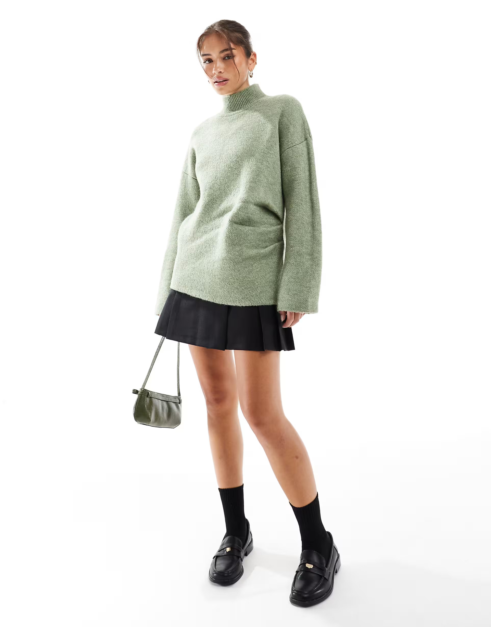 ASOS DESIGN knitted gathered jumper in pistachio | ASOS (Global)