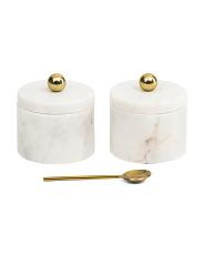 Set Of 2 White Marble Salt Cellars | TJ Maxx
