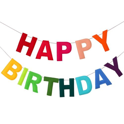 Mindsoft Felt Happy Birthday Banner Reusable,Rainbow Color,Normal | Amazon (US)