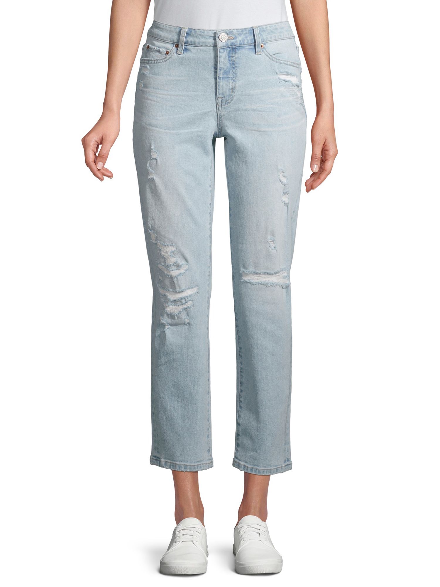 Time and Tru Women's Destructed Boyfriend Jeans | Walmart (US)