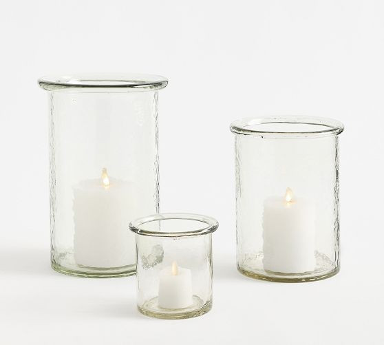 Arden Hammered Glass Hurricane Candle Holder | Pottery Barn (US)