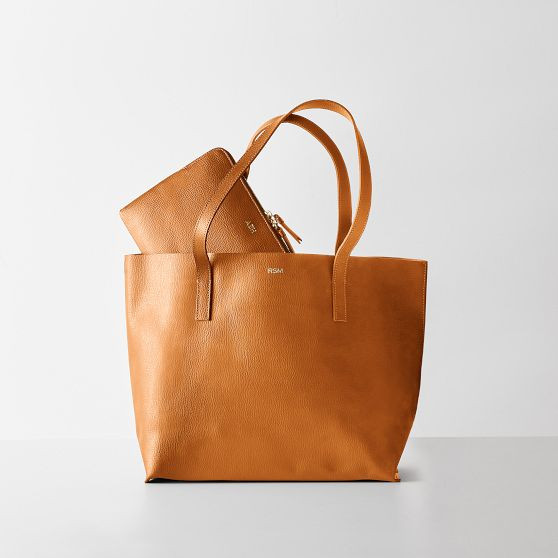 Everyday Italian Leather Tote &amp; Pouch Gift Set | Mark and Graham