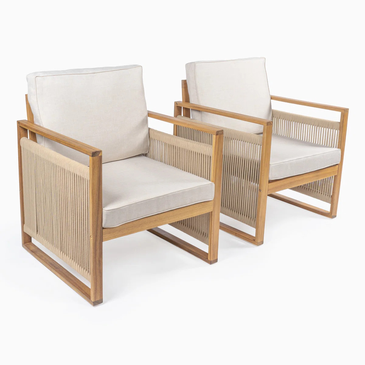 Edingworth Acacia Outdoor Lounge Chair (Set of 2) | Wayfair North America