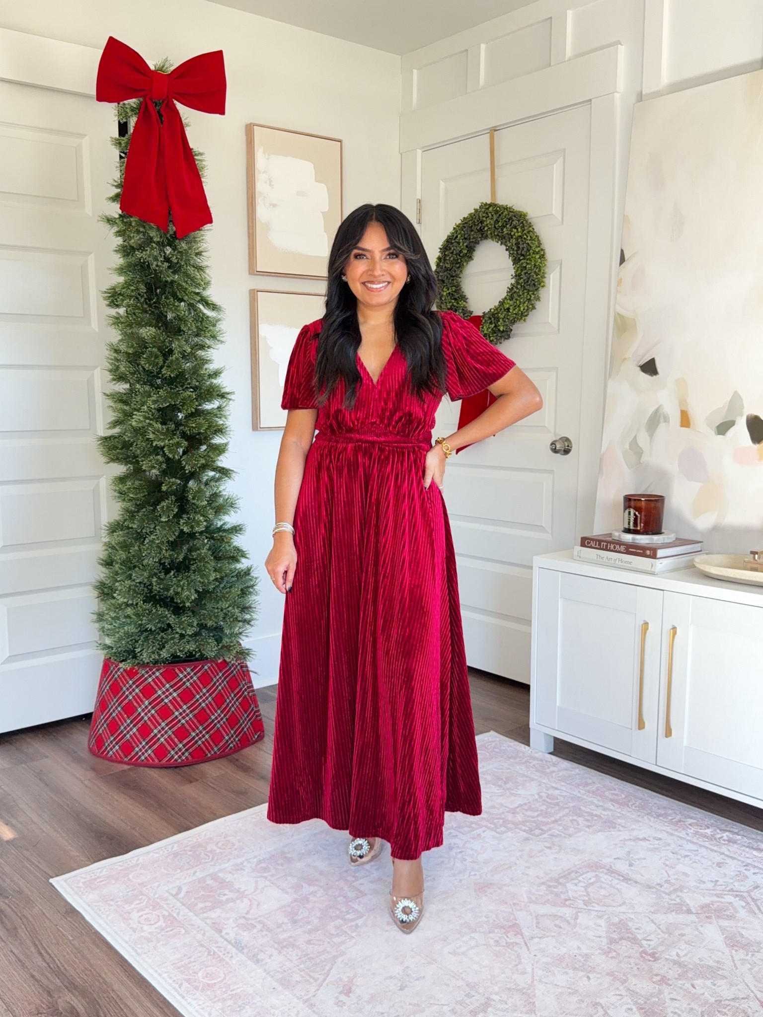 Wine red velvet maxi dress size small TTS
Clear rhinestone heels - old, similar linked

#LTKHoliday #LTKStyleTip #LTKGiftGuide