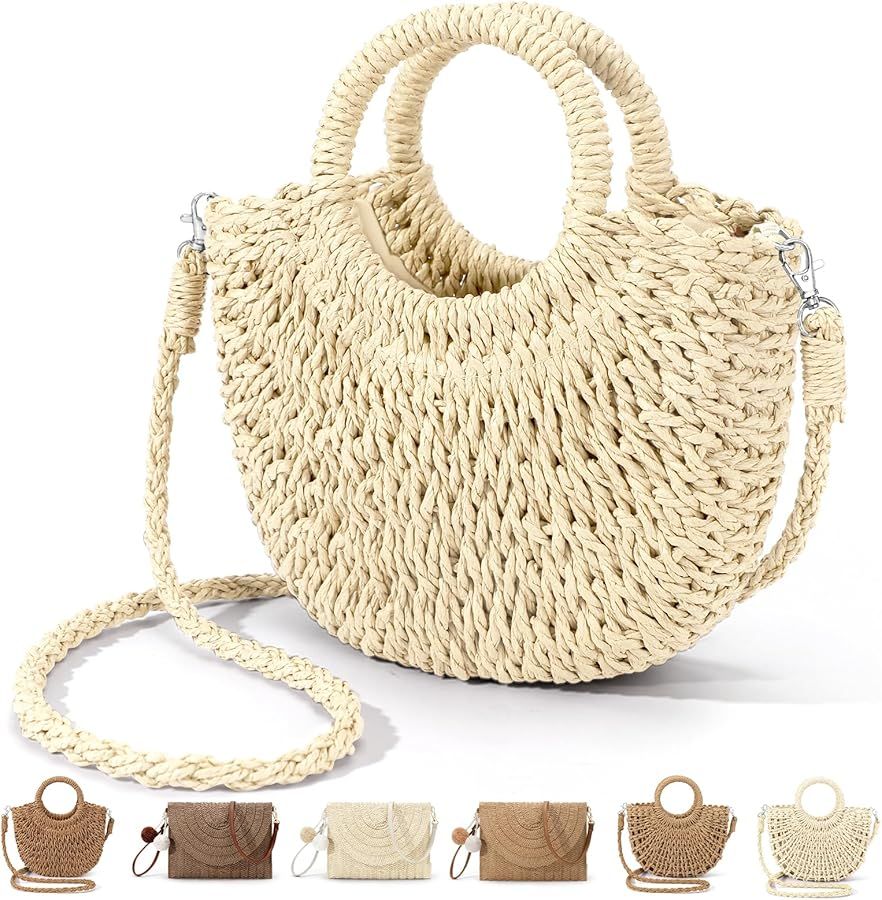 Gocvo Straw Clutch Purses for Women Woven Straw Beach Sea Handbag Tote Bags for Summer | Amazon (US)