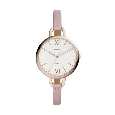 Annette Three-Hand Pastel Pink Leather Watch | Fossil (US)