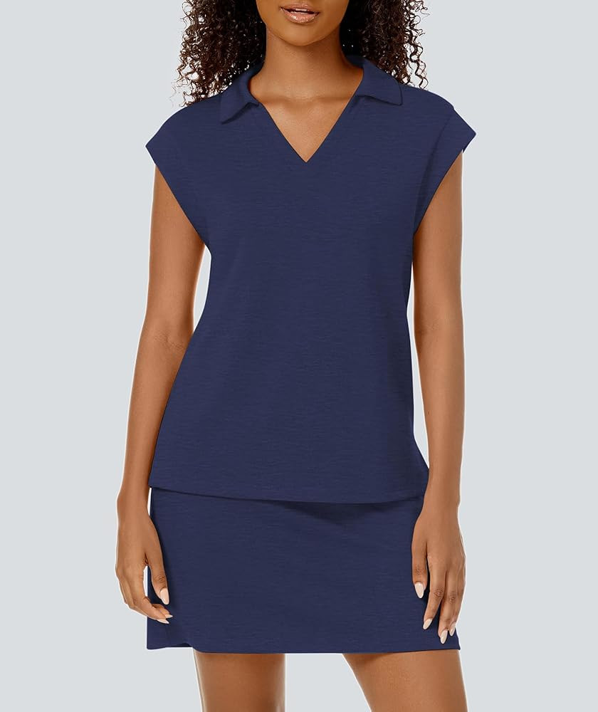 Casly Lamiit Womens Two Piece Skirt Sets Tennis Outfits Casual Cap Sleeve Lapel Shirt Summer Athl... | Amazon (US)