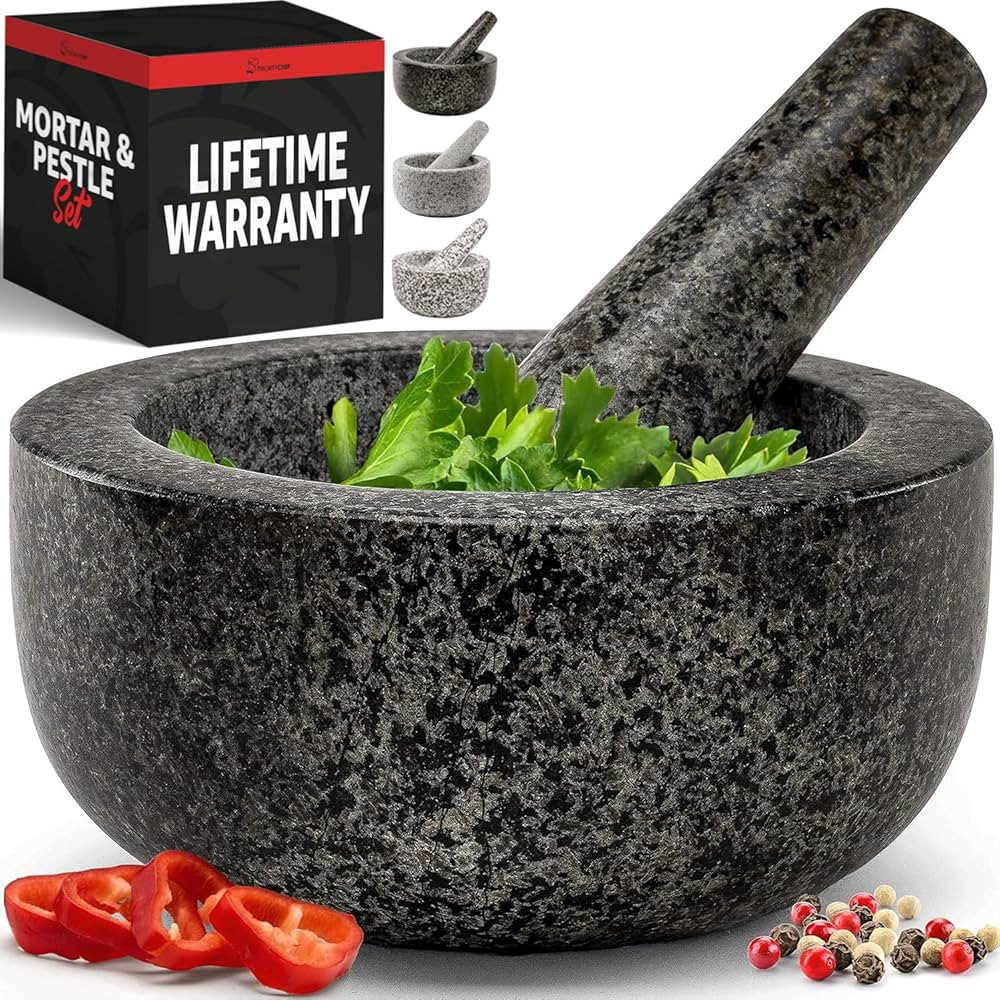 Priority Chef Heavy Duty Mortar and Pestle Set, 1.5 Cup, 100% Granite, Non Slip Base, Make Fresh ... | Amazon (US)