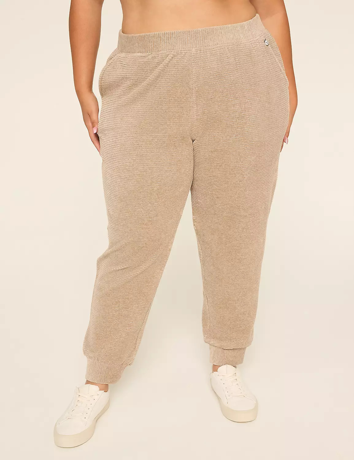 LIVI Metallic Stripe Velvet Jogger | Lane Bryant (US)
