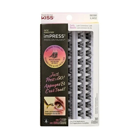 KISS imPRESS Falsies Self Adhesive Eyelashes Refill Pack Curly 30 Lash Clusters | Walmart (US)
