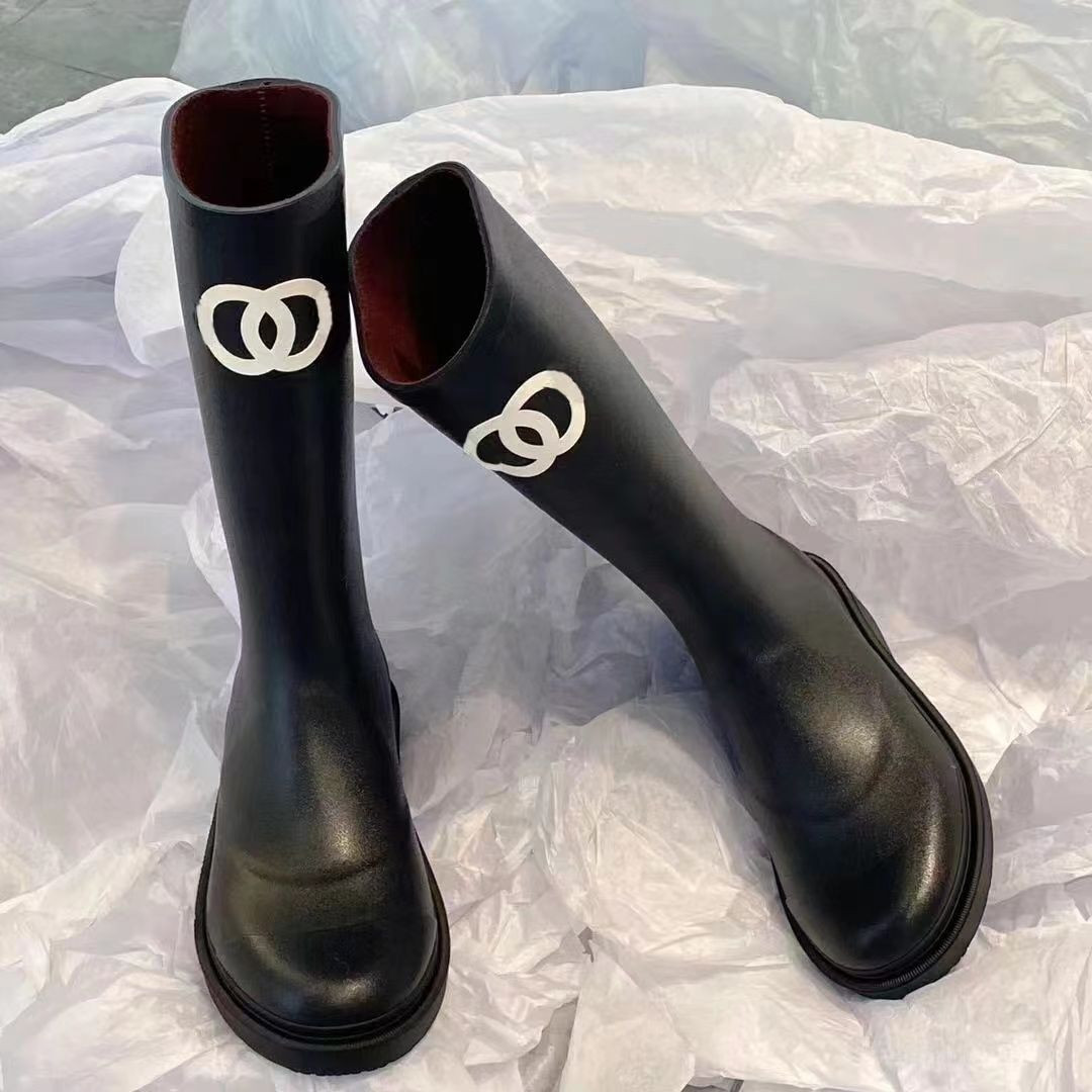 Brand Designer Square Toe Women's Rain Boots Thick Heel Thick Sole Ankle Booist Excellent Quality... | DHGate