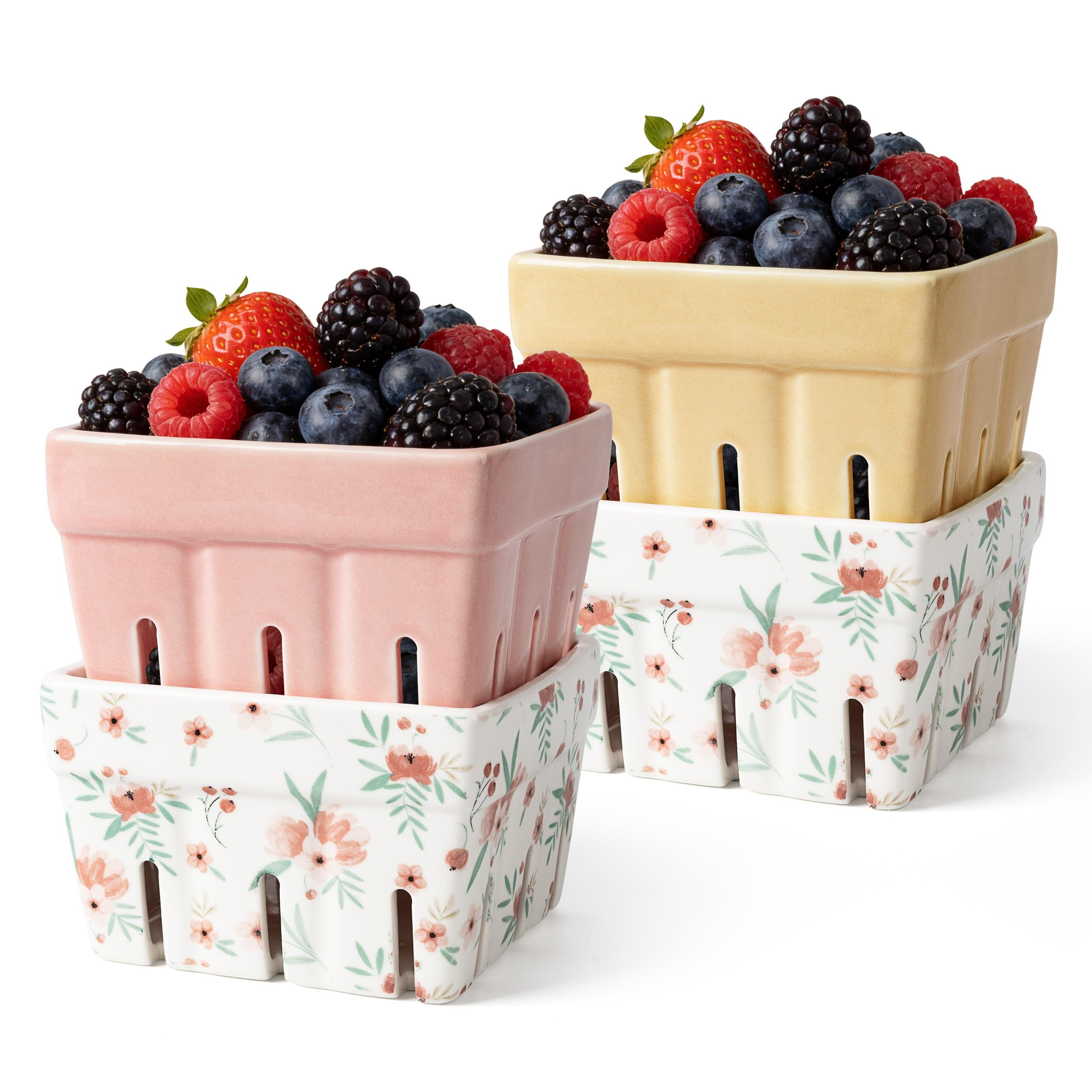 AELS Ceramic Berry Basket, Farmhouse Fruit Bowl Container for Fruit & Vegetables, Farmers Market,... | Amazon (US)