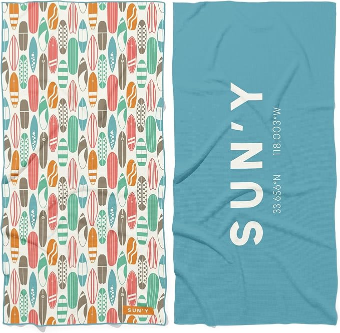 SUN'Y Waffle Microfiber Beach Towel – Sand Free, Quick Dry, Ultra Absorbent, Lightweight & Comp... | Amazon (US)