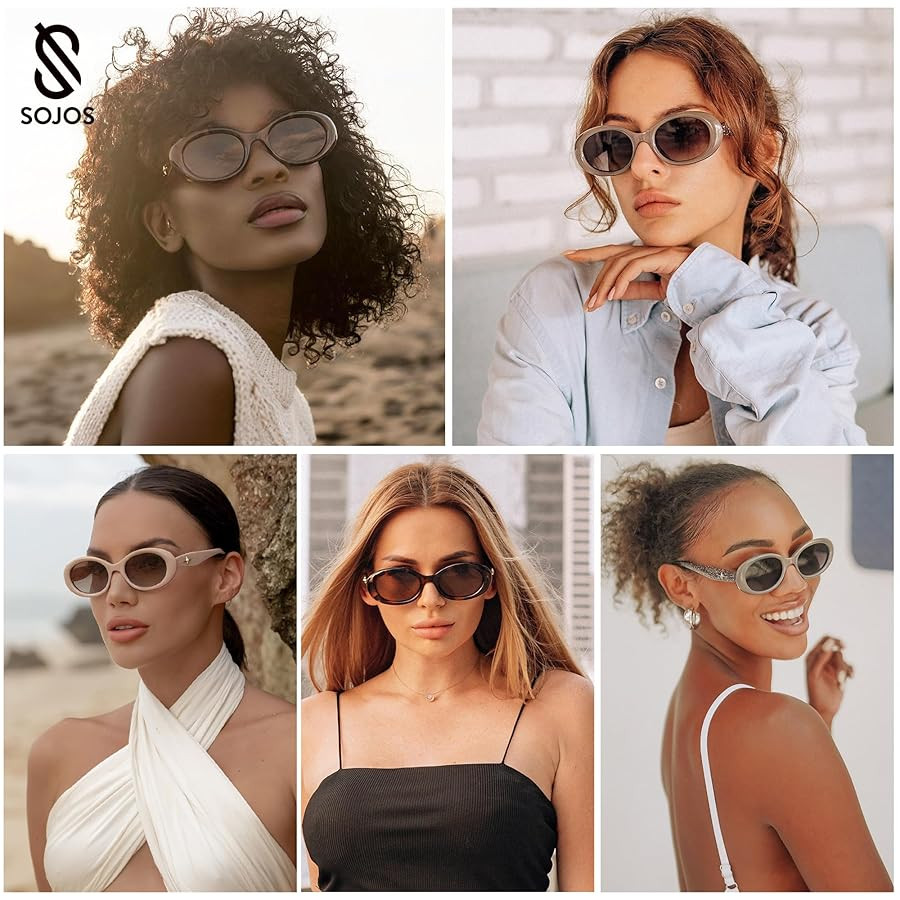 SOJOS Small Retro Oval Polarized Sunglasses for Women Men 90s Vintage UV400 Protection SJ2286 | Amazon (US)