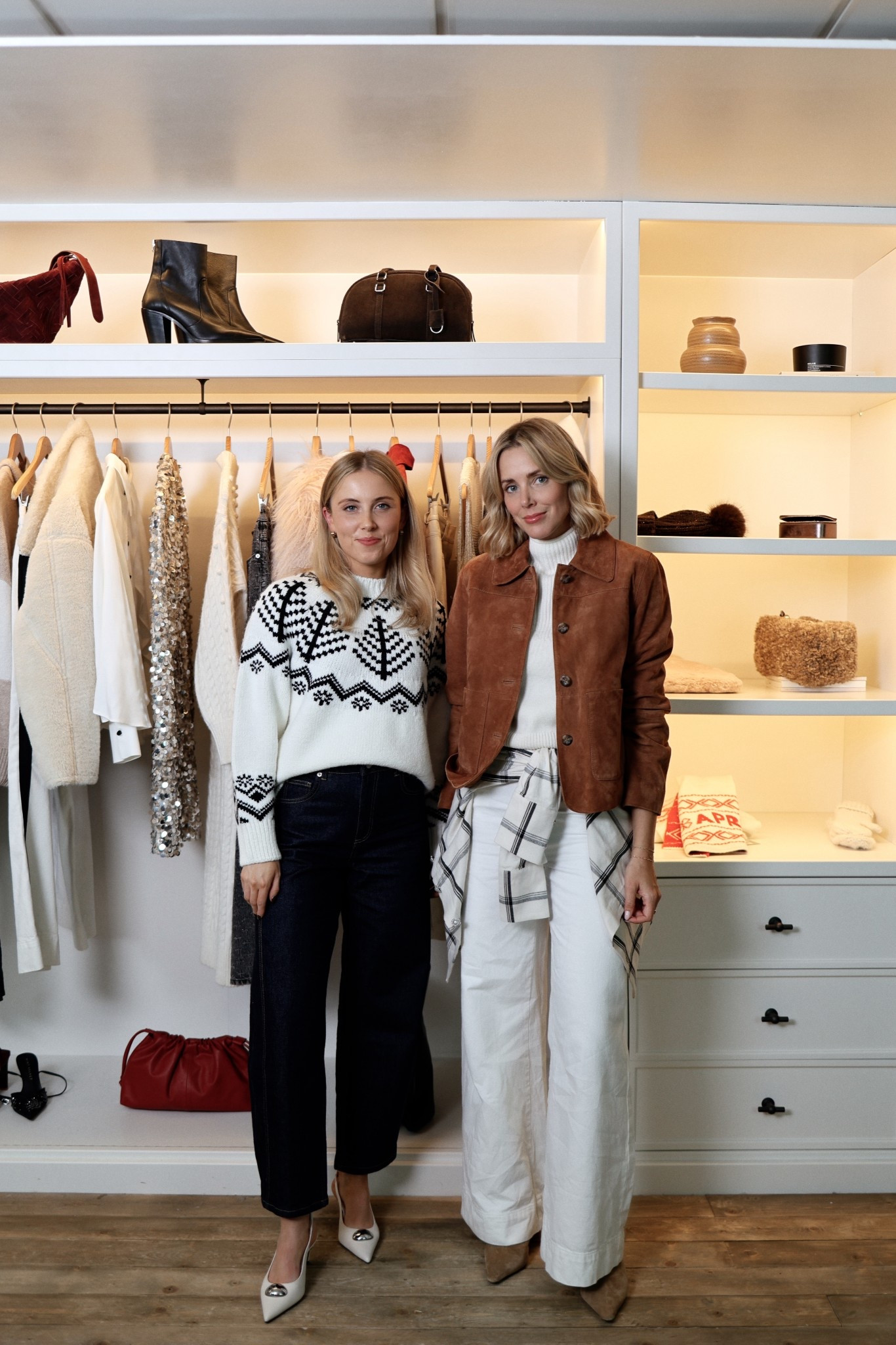 Christmas outfit, winter outfit, Fairisle jumper, check plaid shirt, suede jacket, suede boots, barrel jeans, white jeans, tonal outfits 

#LTKwinter #LTKuk #LTKfestive