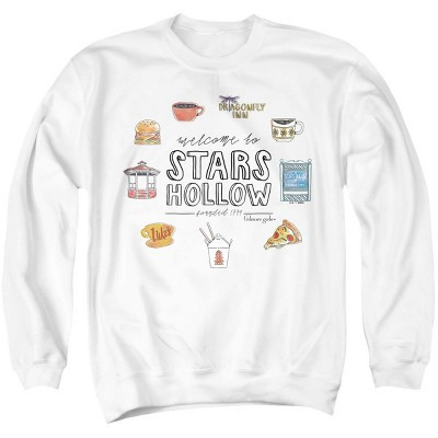 Men's Gilmore Girls Welcome to Stars Hollow Icons Crewneck Sweatshirt, White, Small | Target