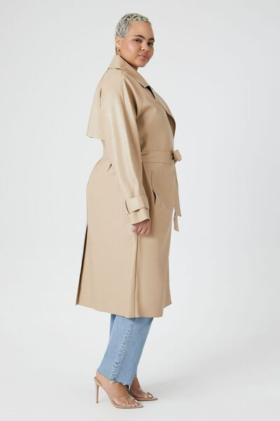 Plus Size Faux Leather Trench Coat | Forever 21 | Forever 21 (US)
