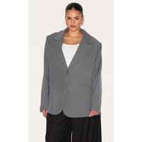 Plus Grey Oversized Exaggerated Collar Blazer | PrettyLittleThing US