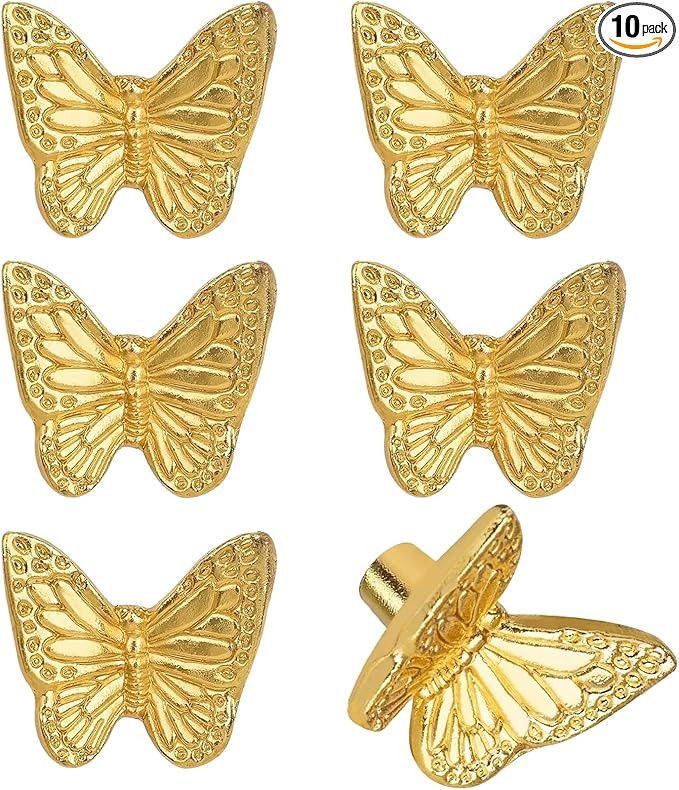 10 PCS Butterfly Knobs,Kitchen Hardware for Cabinets,Gold Drawer Handles Knob for Kitchen or Dres... | Amazon (US)