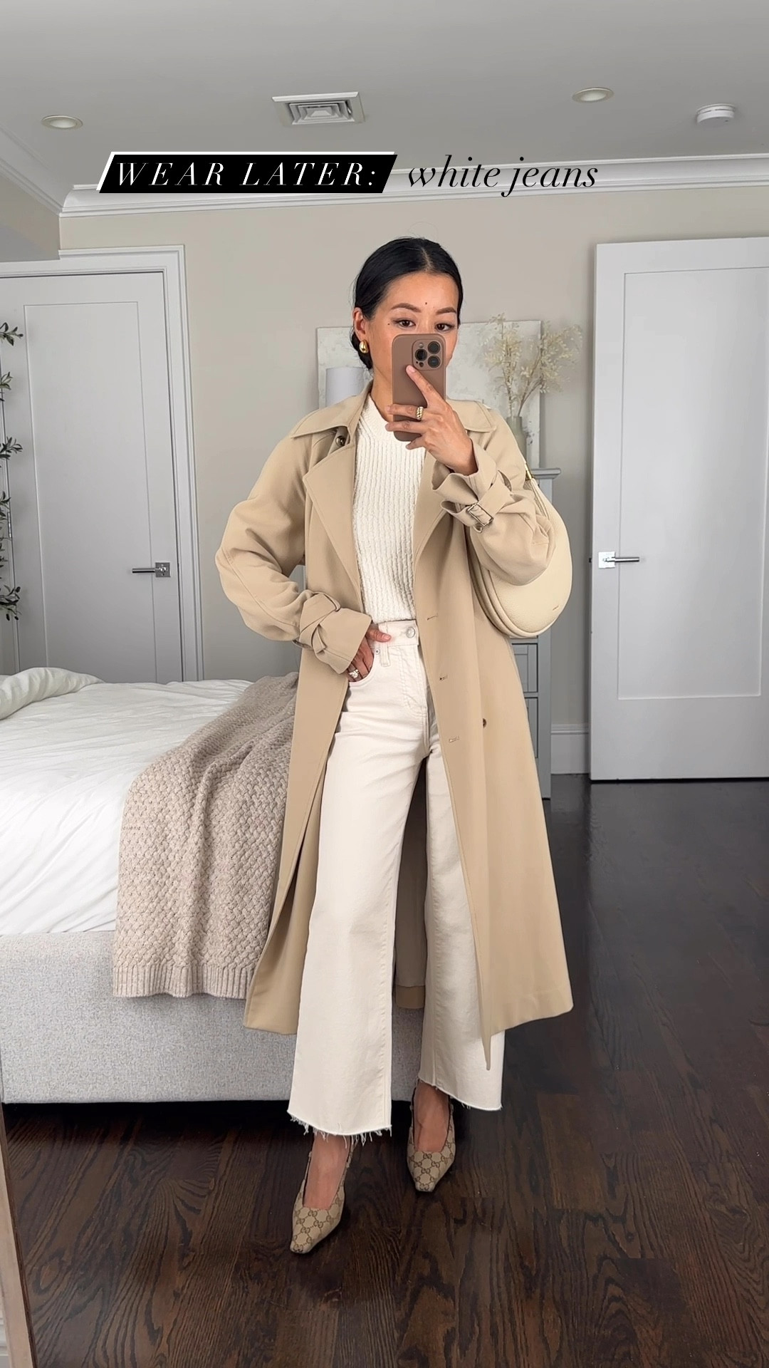 This trench coat is back in stock in this colorway! Code below 

• Oak and Fort oversized trench in Beige color xxs - use code JEANTRENCH for 20% off this style

Fairly wrinkle resistant! The fit is loose and oversized but I love the drape, the substantial feeling fabric, and effortless style. Length is longer midi on me. I like to wear this open with the belt tied in the back. Size down if you are able to! 

Also easy care. I’ve machine washed this cold and hang dry with no issues. 

• Madewell knit sweater xxs - linked very similar

• Madewell perfect vintage jeans 24 petite - this cut is my most worn Madewell jeans! I own them in several different washes including Altoona. They’re more mid rise on me so if you want higher rise, I suggest getting the regular sizing and cutting shorter. 

• Gucci slingbacks size 5 

• Songmont convertible Luna bag

Fall neutral outfits 

#LTKSaleAlert #LTKSeasonal