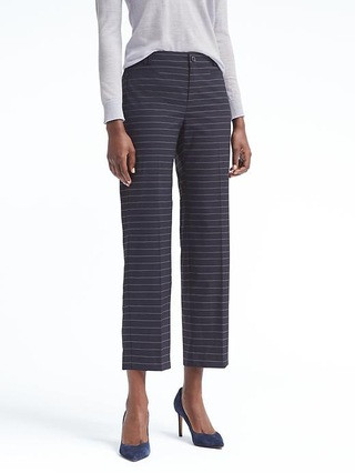 Banana Republic Logan Fit Cropped Pinstripe Pant Size 0 Petite - Navy | Banana Republic US