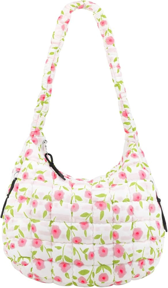 Quilted Puffer Tote Bag Purse Puffy Crossbody Shoulder Bag,Lightweight Nylon Hobo Bag Puffer Carr... | Amazon (US)