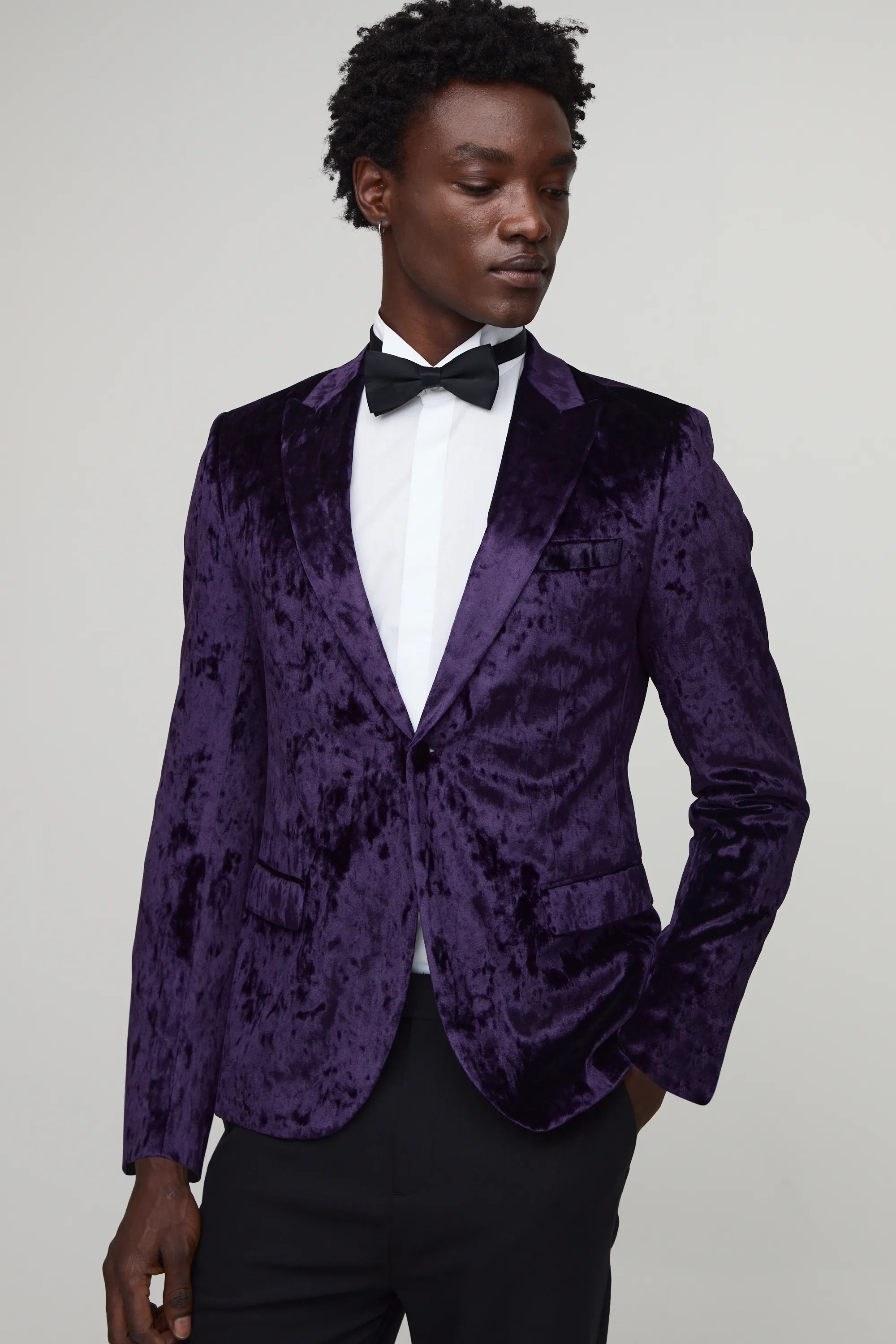 Skinny Fit Crushed Velvet Blazer | boohooMAN (US & Canada)