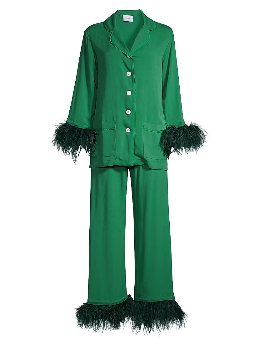 Party Feather-Embellished Pajama Set | Saks Fifth Avenue
