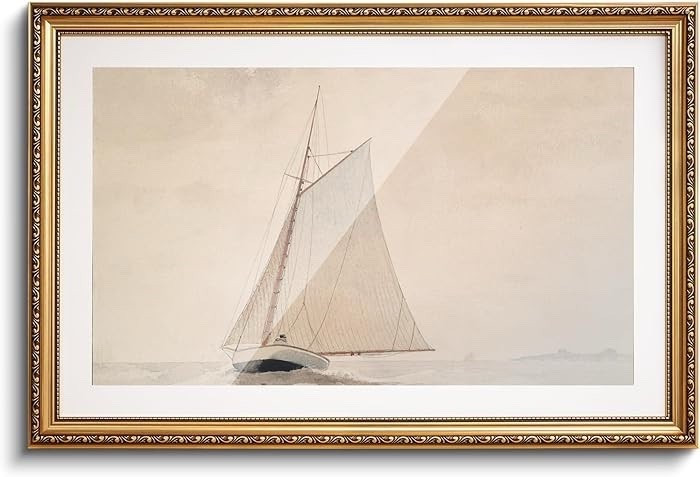 Gold framed Matted Large Sailboat Wall Art Print for Living room

#coastal #nautical