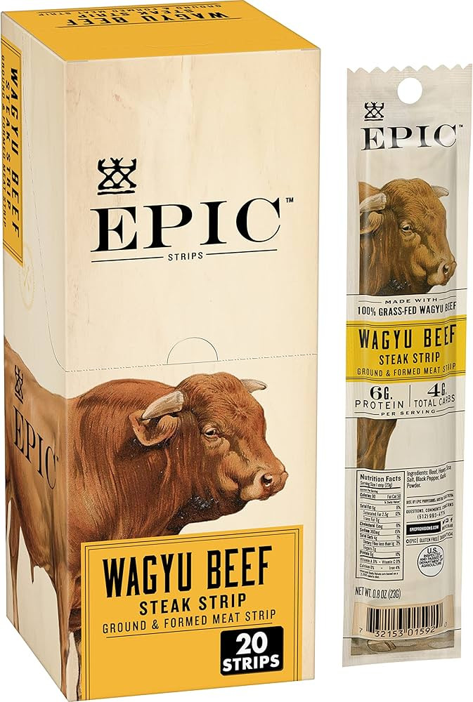 EPIC Wagyu Beef Steak Strips, Grass-Fed, Paleo Friendly, 20 ct, 0.8 oz Strips | Amazon (US)