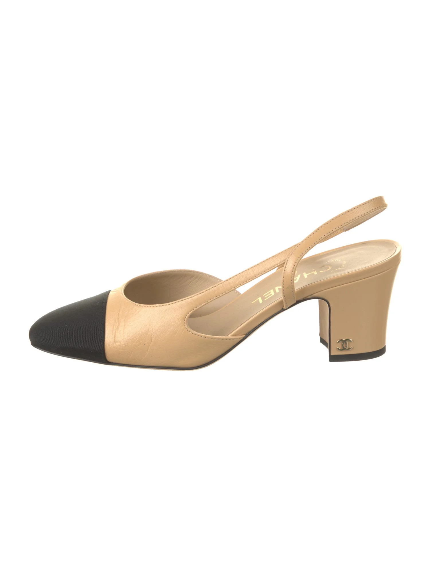 Leather Grosgrain Trim Slingback Pumps | The RealReal
