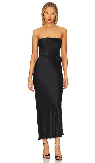 x REVOLVE Angel Rosette Midi Dress in Black | Revolve Clothing (Global)
