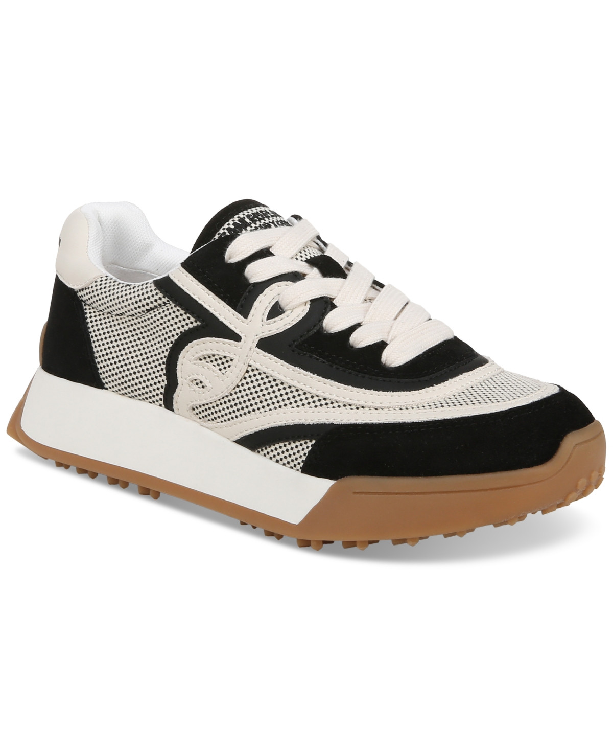 Sam Edelman Women's Luna Lace-Up Sneakers - Black/custard | Macy's