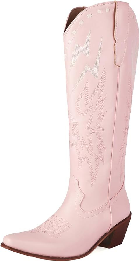 Classic Cowgirl Boots for Women Chunky Heel Western Knee High Boots EU35-48 | Amazon (US)