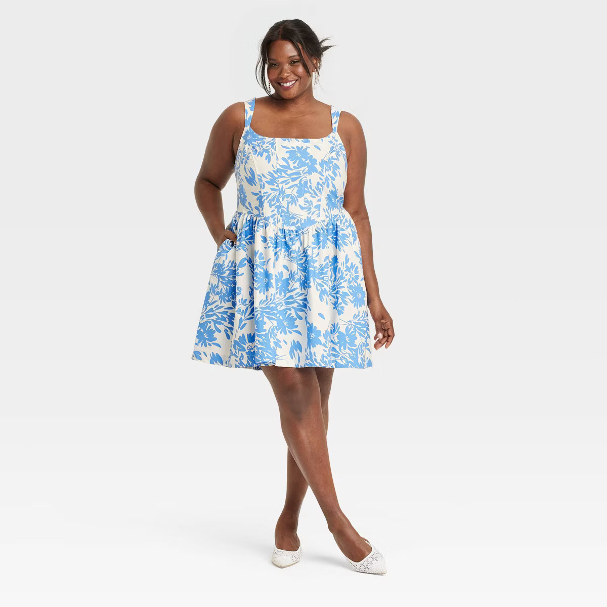 Women's Corset Mini Dress - A New Day™ Blue Floral XXL | Target