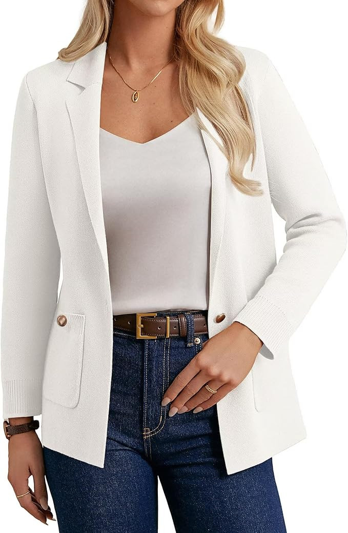 GRACE KARIN Women Sweater Blazers Business Casual Long Sleeve Work Cardigan Open Front Lapel Suit... | Amazon (US)