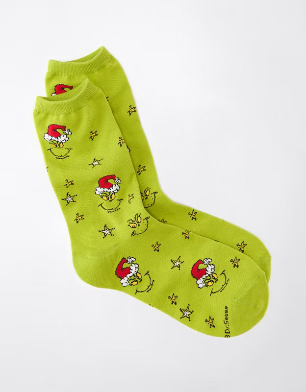 AE Grinch Crew Sock | American Eagle Outfitters (US & CA)