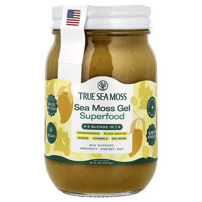 True Sea Moss, Sea Moss Gel Superfood, 5 Blends In 1, Mango, 16 fl oz (473 g) | iHerb