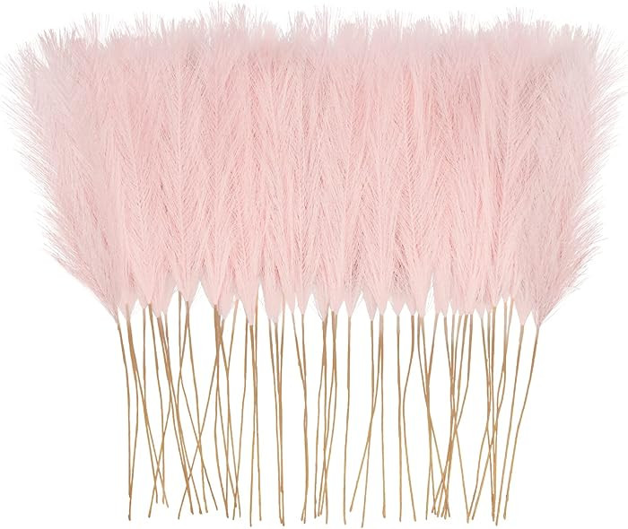50pcs Pink Faux Pampas Grass Decor, 21.6" Short Artificial Pompous Grass Floral Fake Pompas Grass... | Amazon (US)